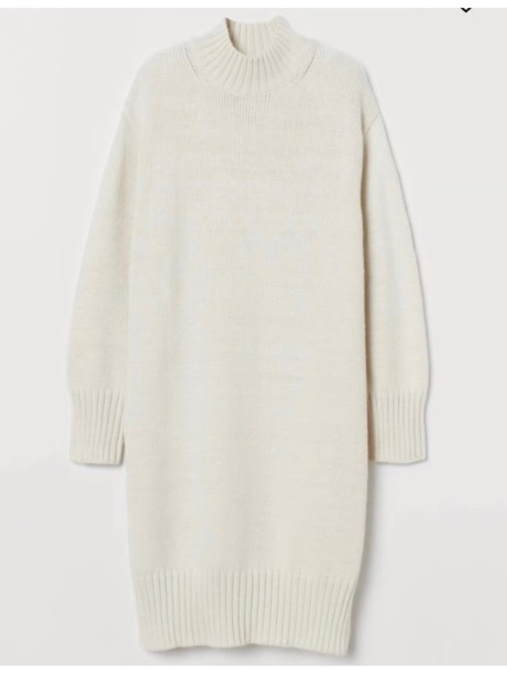 H&M wool blend Cream Knit Midi Sweater Dress